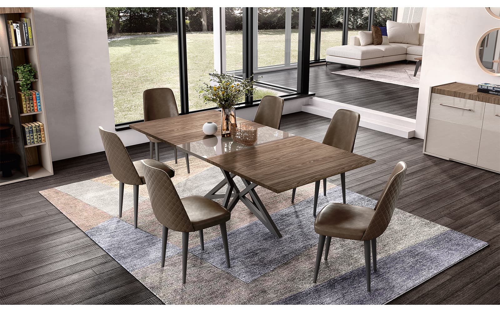 Masa de dining extensibilă Narla, 180×103 cm din lemn masiv