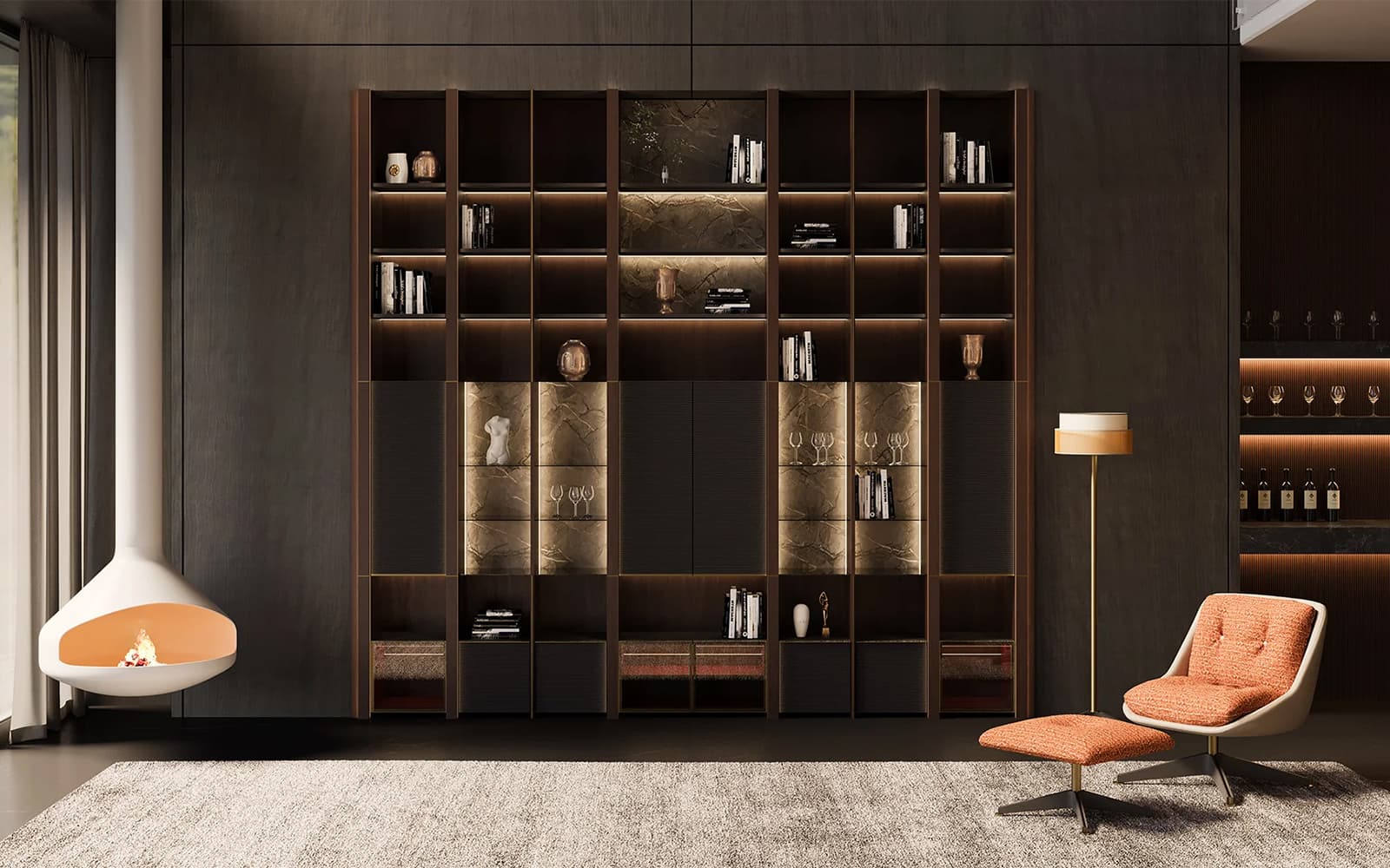 Bibliotecă Domo, 366x45x345 cm