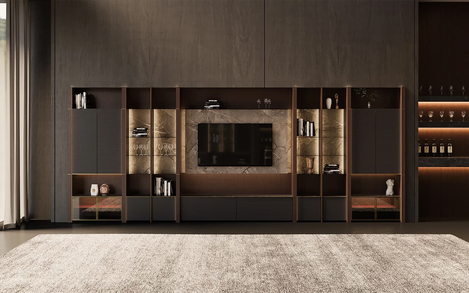 Mobilier TV Domo, 548x45x220 cm, Personalizabil
