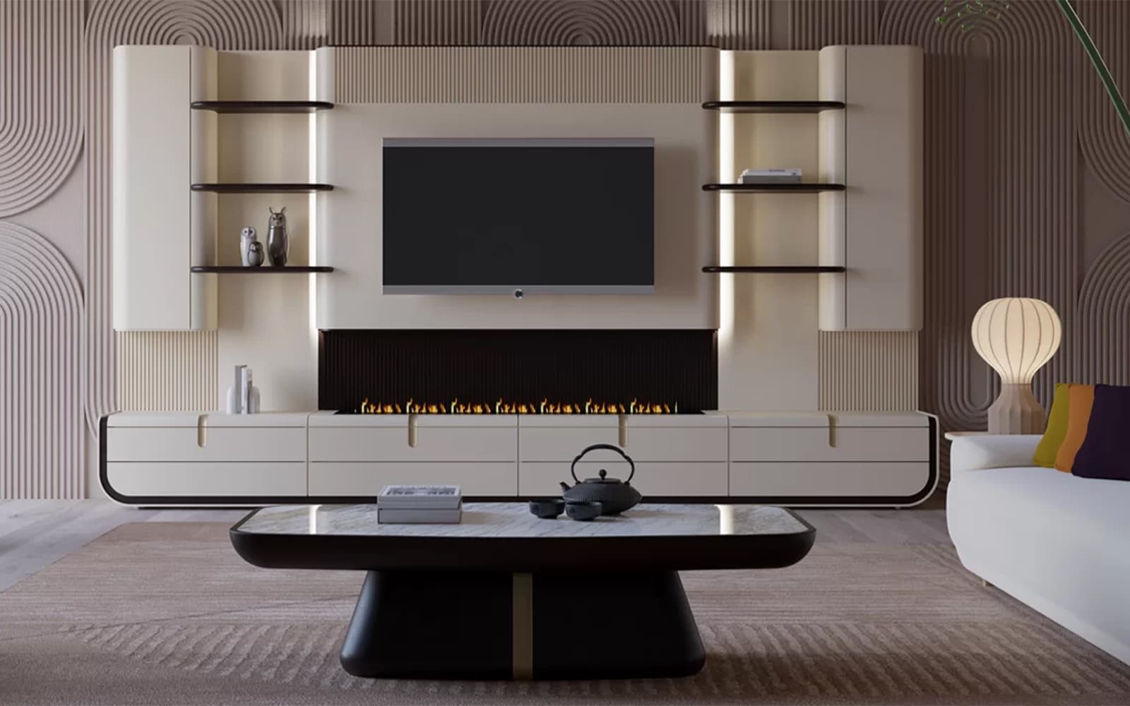 Unitate TV Viera, 400×220×50 cm din lemn masiv