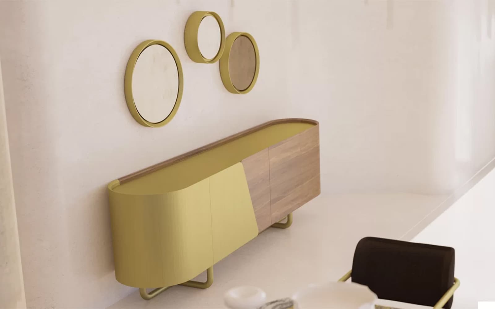 Oglindă decorativă Giallo, Ø55 / Ø45 / Ø35 cm