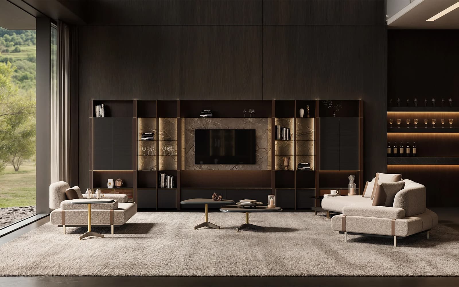 Mobilier TV Domo, 548x45x220 cm, Personalizabil