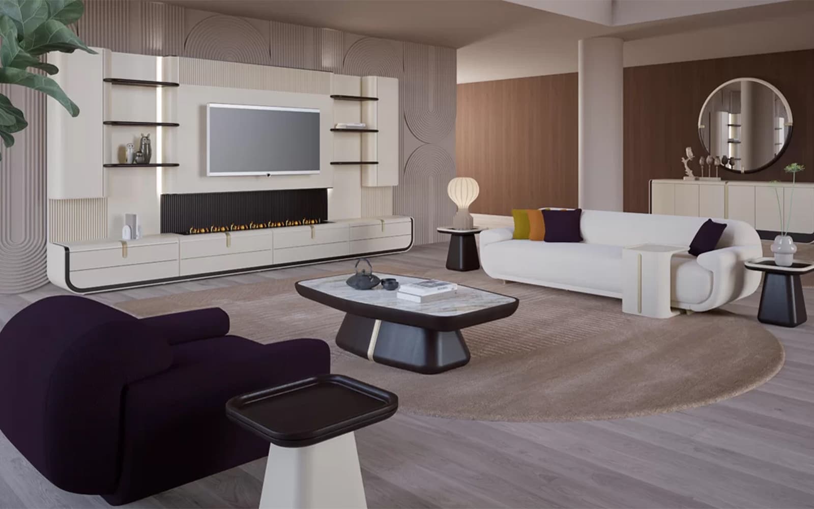 Unitate TV Viera, 400×220×50 cm din lemn masiv