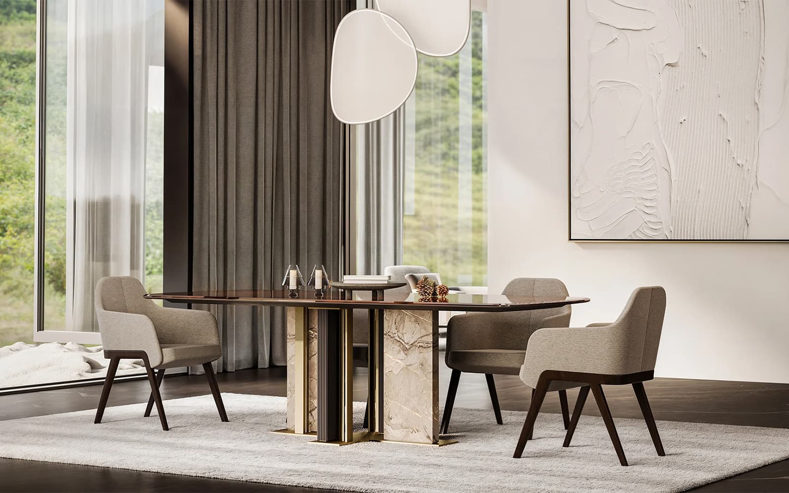 Masă dining Domo, 240x110x75 cm, Personalizabilă din lemn masiv