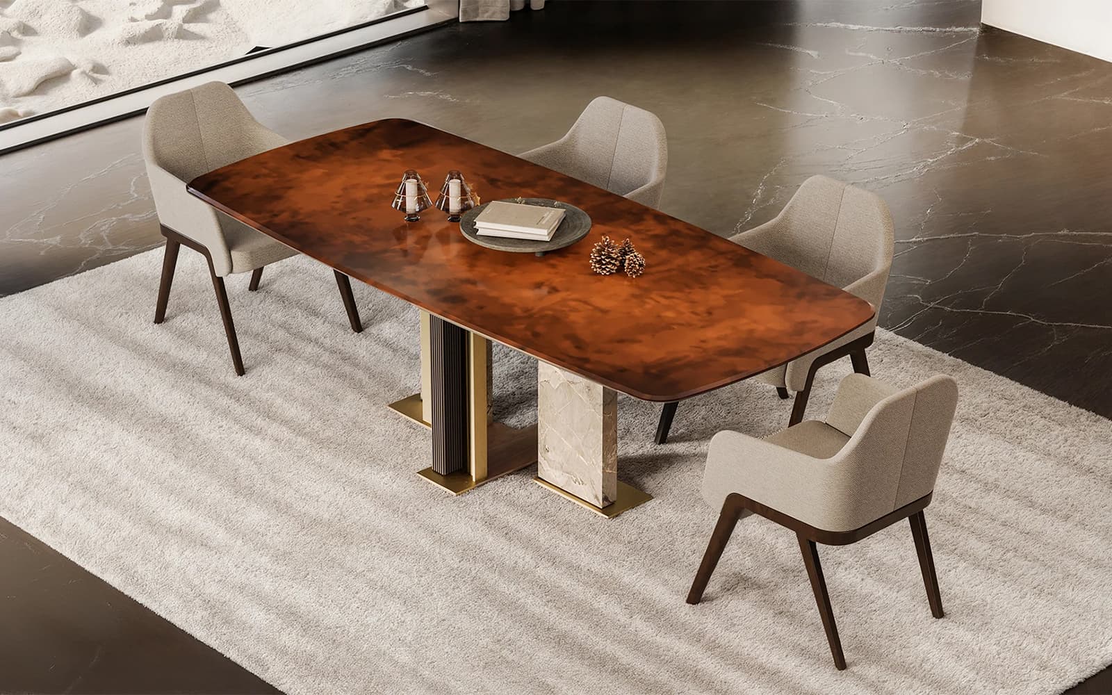 Masă dining Domo, 240x110x75 cm, Personalizabilă din lemn masiv