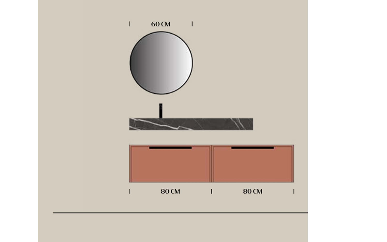 Set mobilier baie suspendat Avena 160 cm, Personalizabil