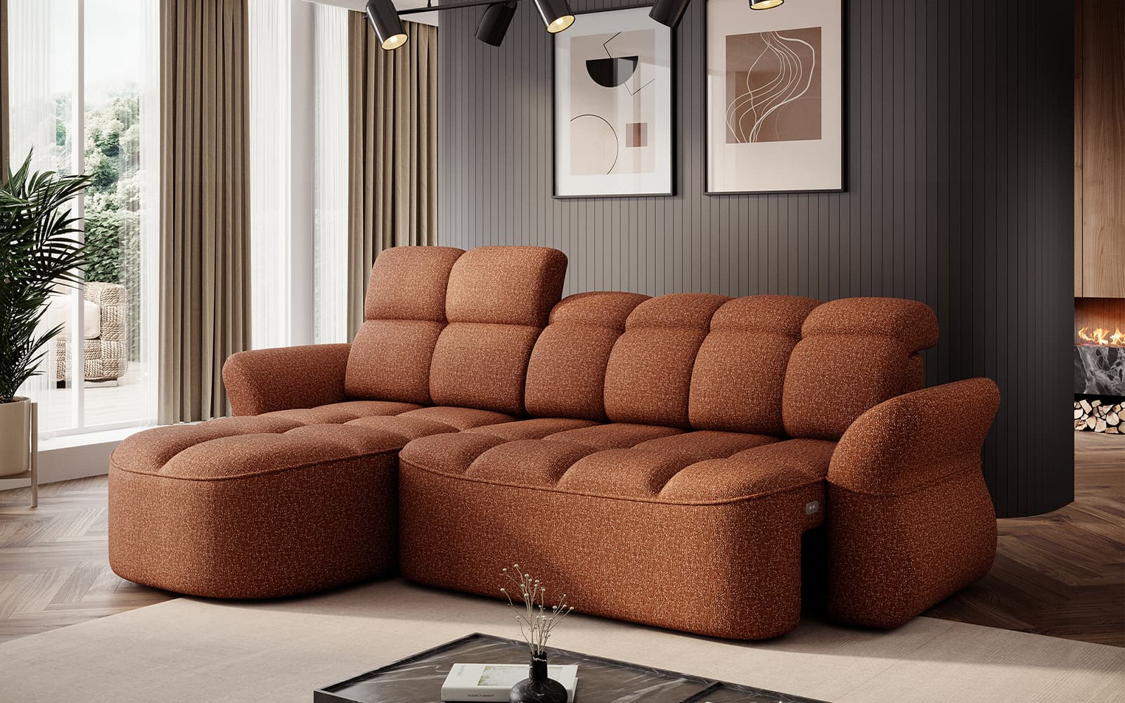 Colțar extensibil Beneth, 301×185 cm, Personalizabil