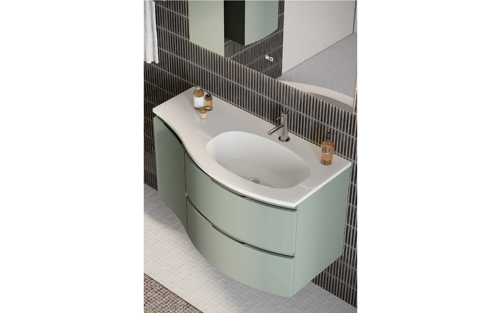 Set mobilier baie suspendat Armonia,104/140/208 cm