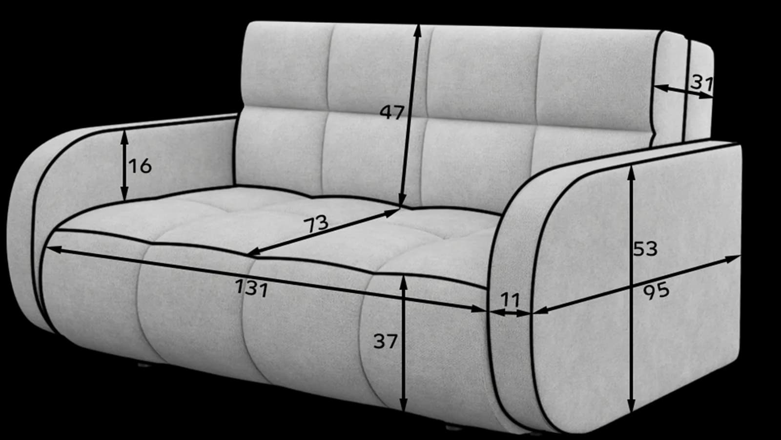 Canapea Deverio 3-seater din lemn masiv
