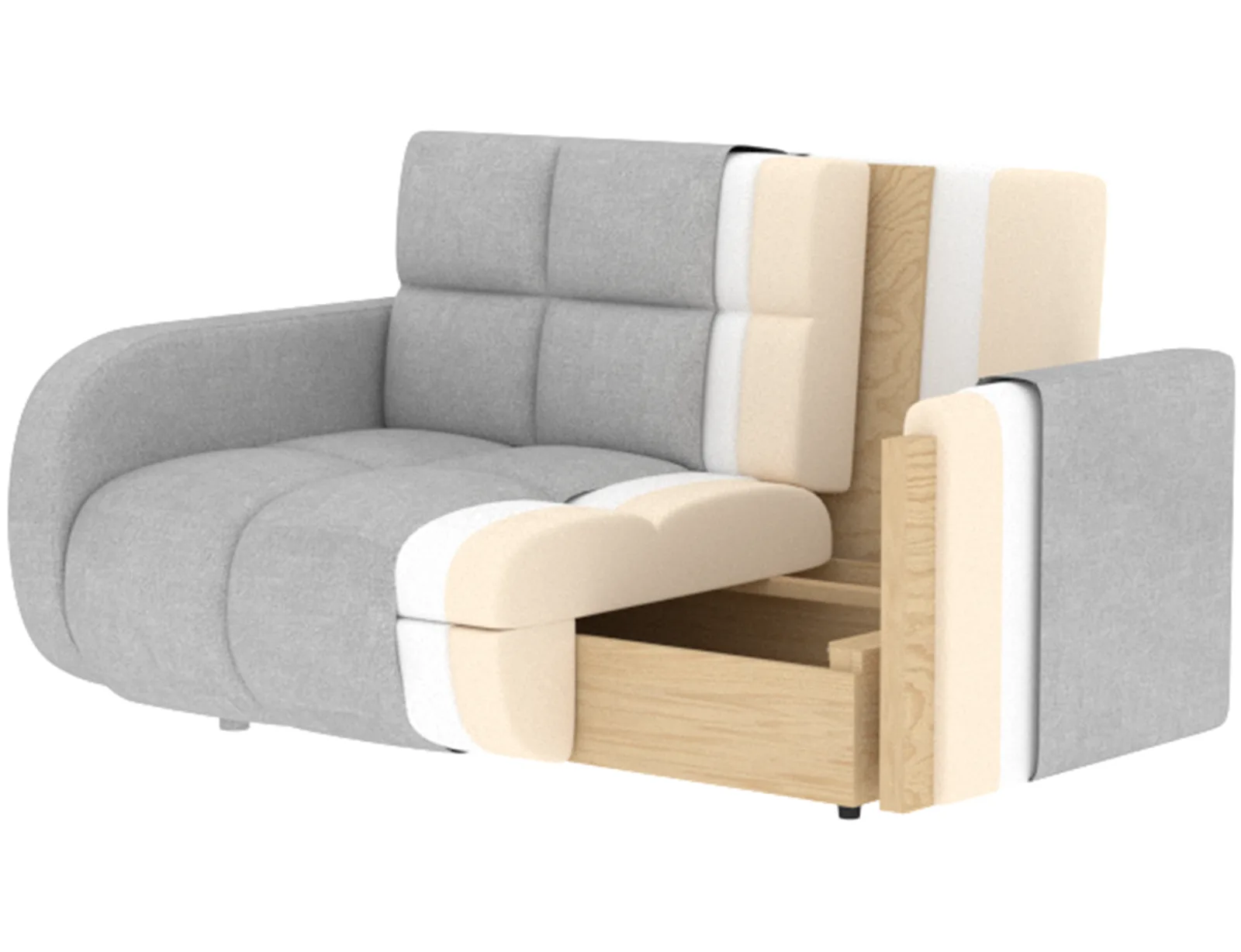 Canapea Deverio 3-seater din lemn masiv