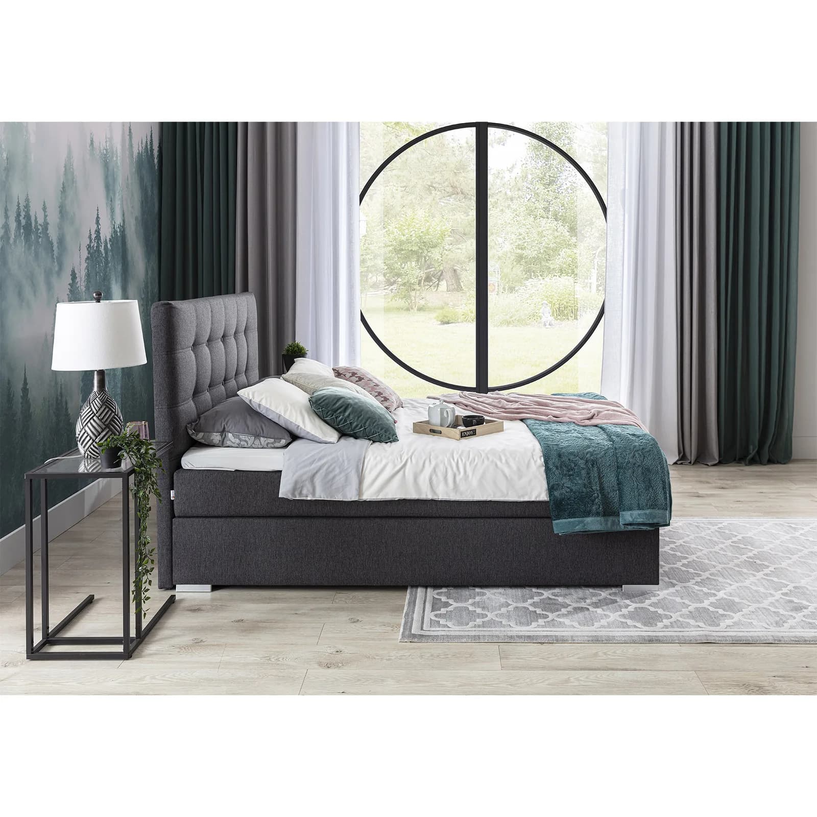 Pat boxspring Inez 140X200 din lemn masiv