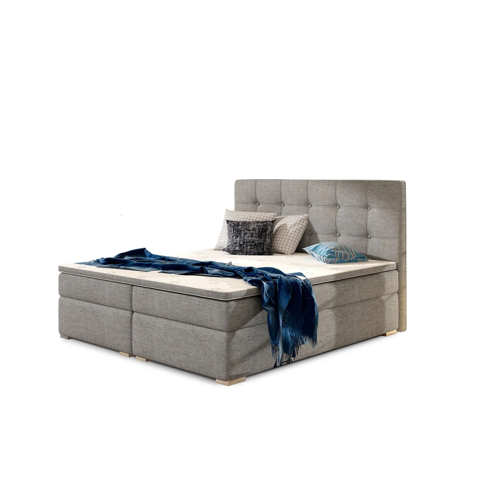 Pat boxspring Inez 140X200 din lemn masiv