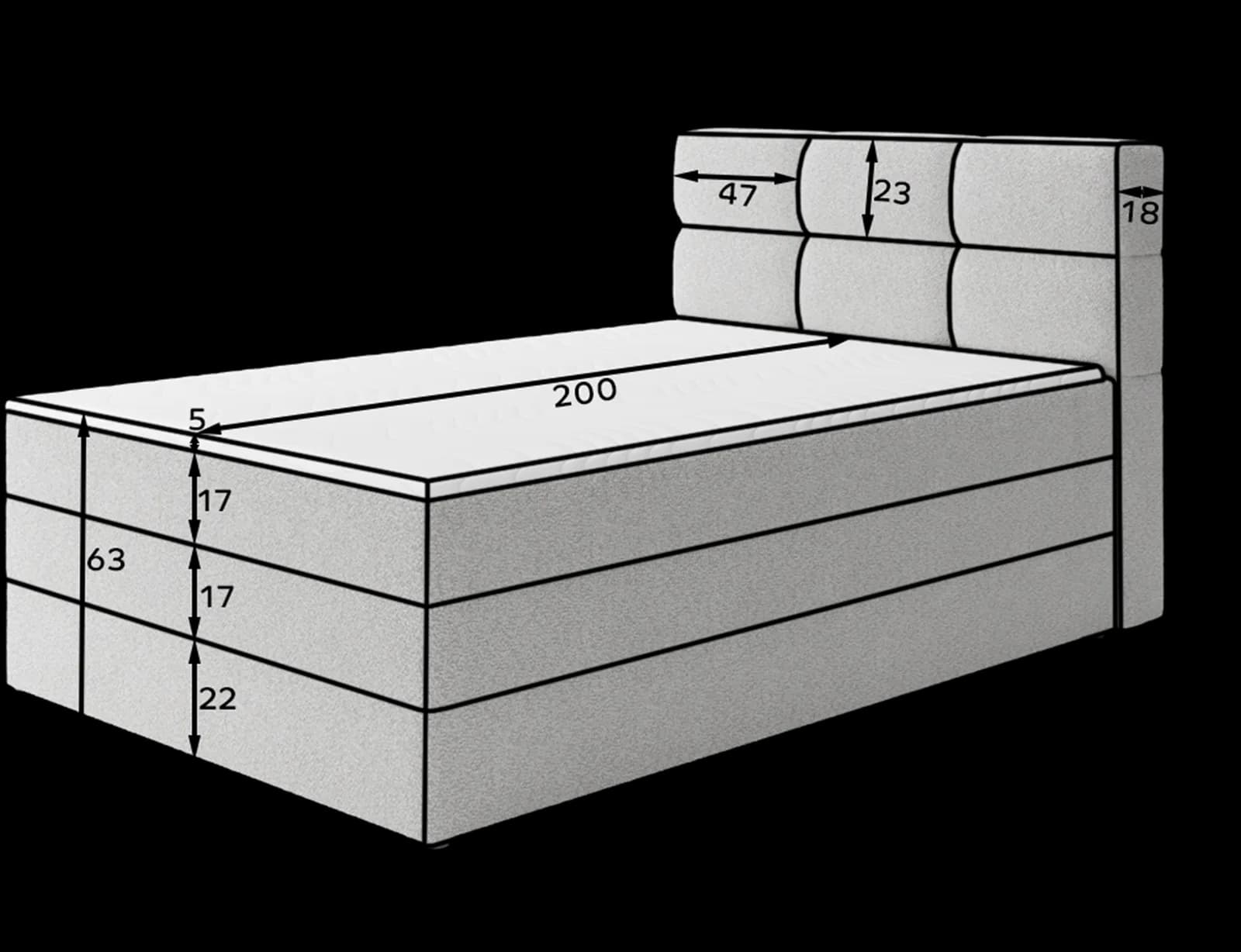 Pat boxspring Kasped din lemn masiv
