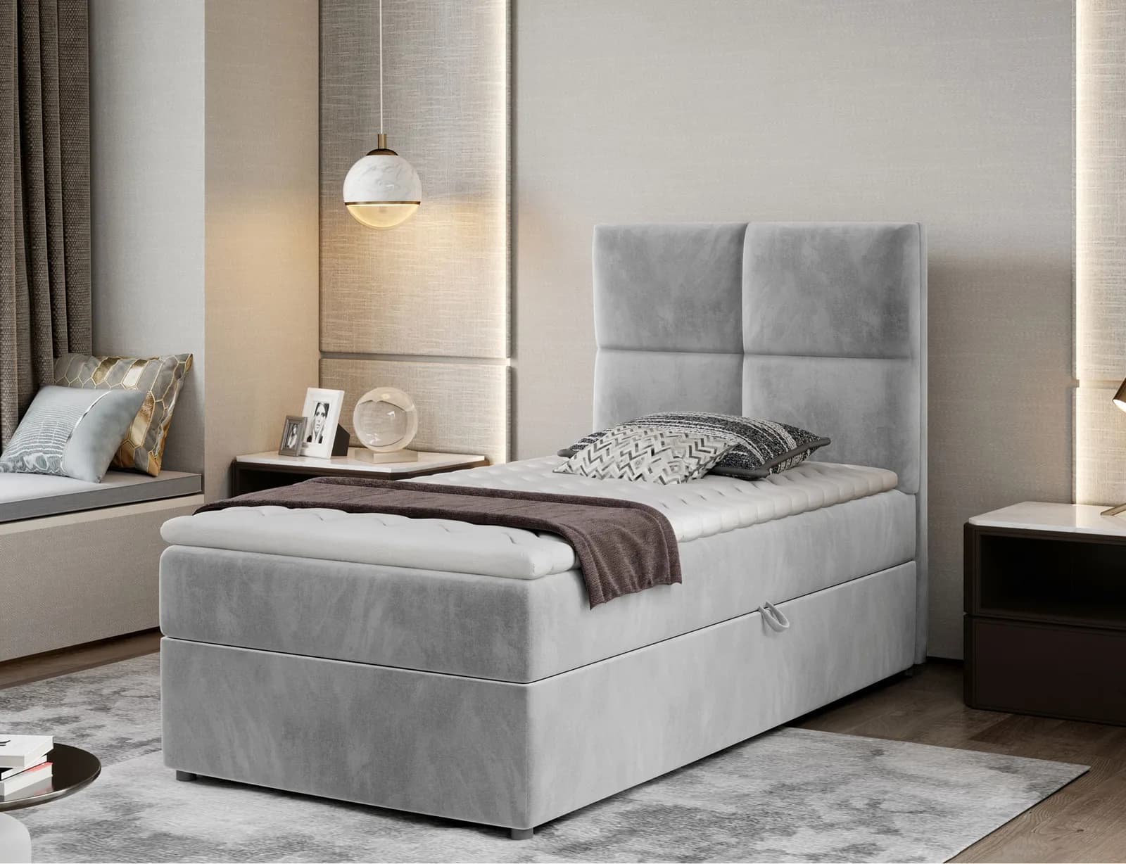 Pat BoxSpring Rivia 90x200 din lemn masiv