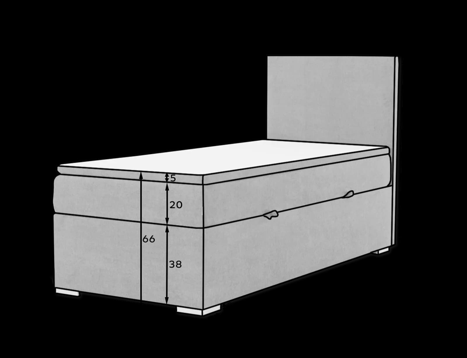 Pat BoxSpring Rocco 90x200 din lemn masiv