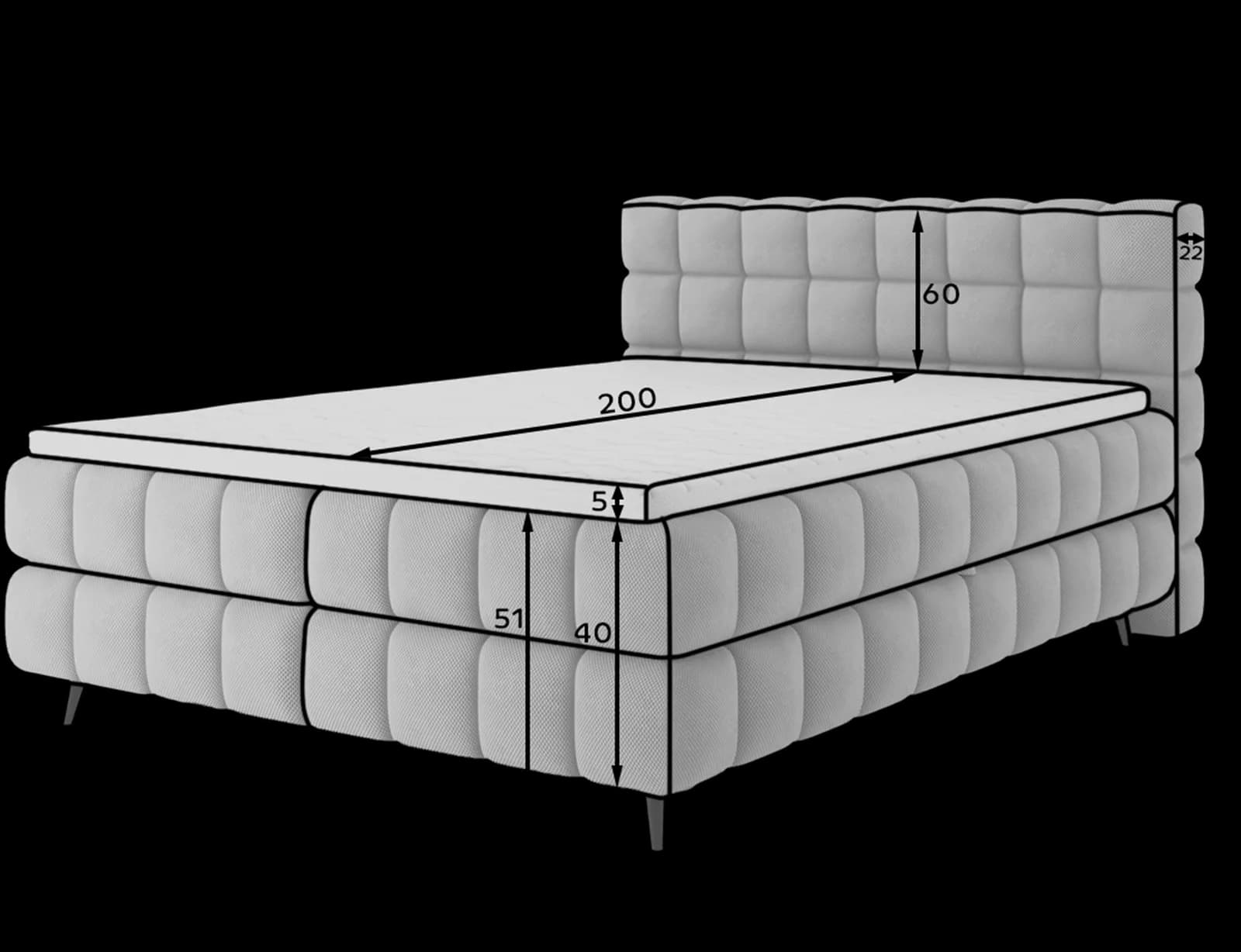 Pat boxspring Sabeno 160x200 din lemn masiv