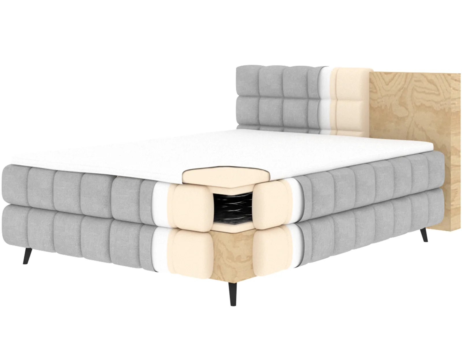 Pat boxspring Sabeno 160x200 din lemn masiv