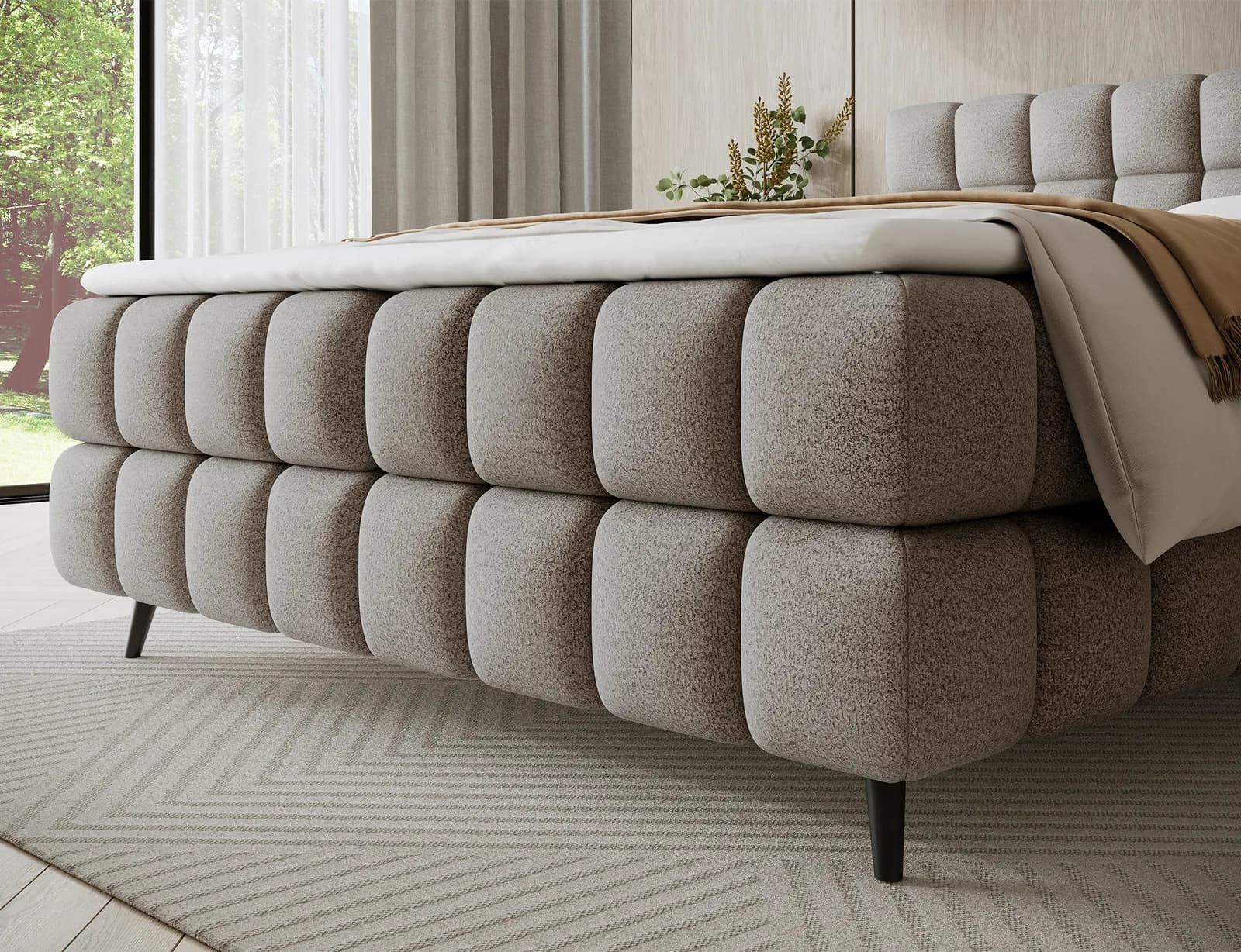 Pat boxspring Sabeno 160x200 din lemn masiv