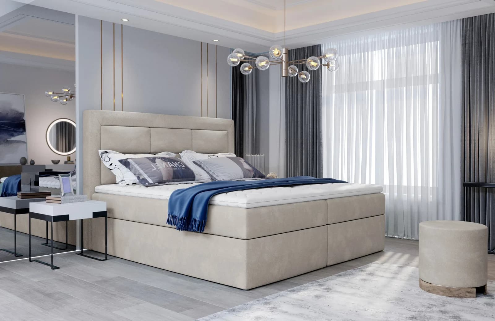 Pat boxspring Vivre 180x200 din lemn masiv