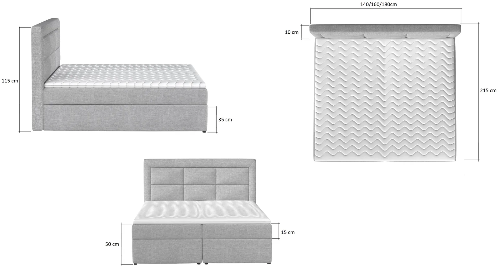 Pat boxspring Vivre 180x200 din lemn masiv