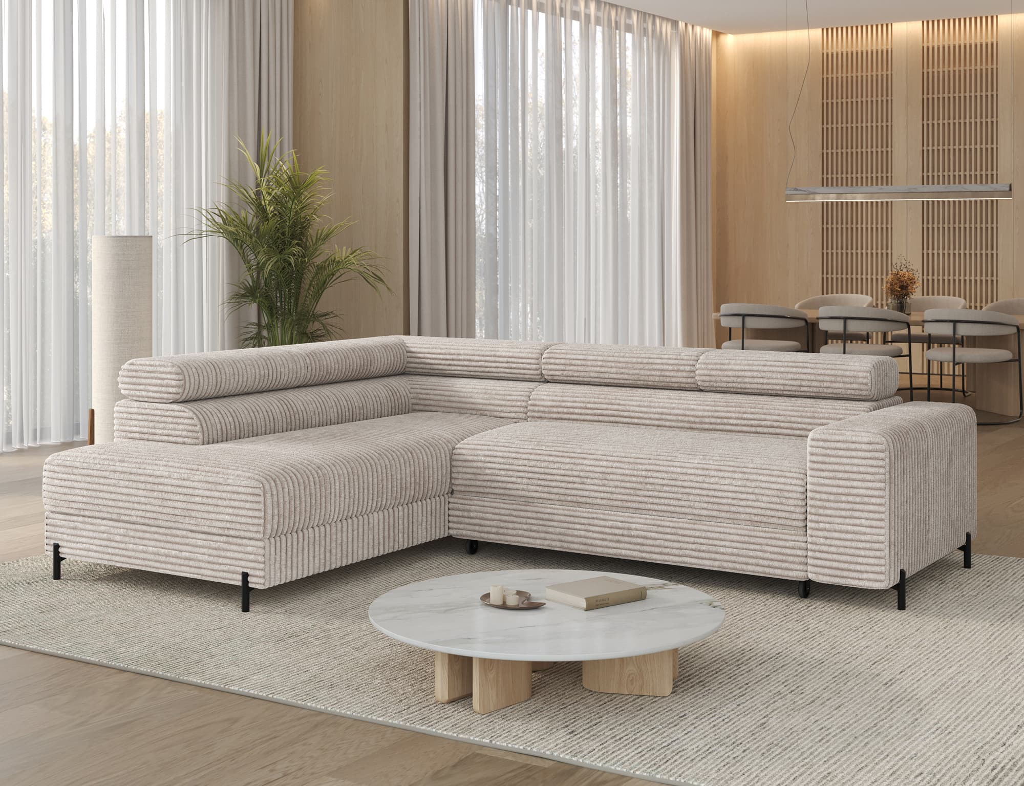 Colțar Colesio, Extensibil, 274x200 cm, Personalizabil din lemn masiv