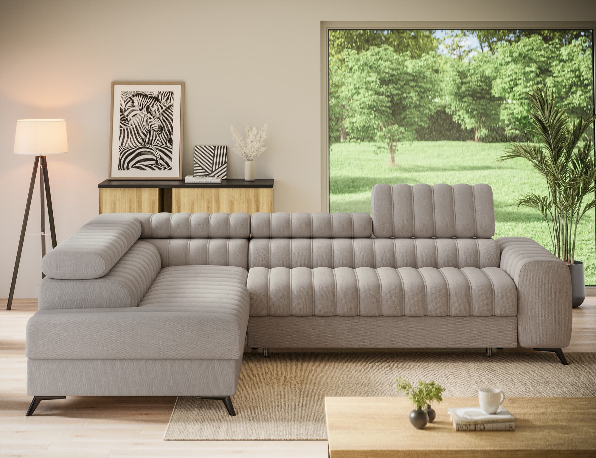 Colțar Kanedo, Extensibil, 269x204 cm, Personalizabil din lemn masiv