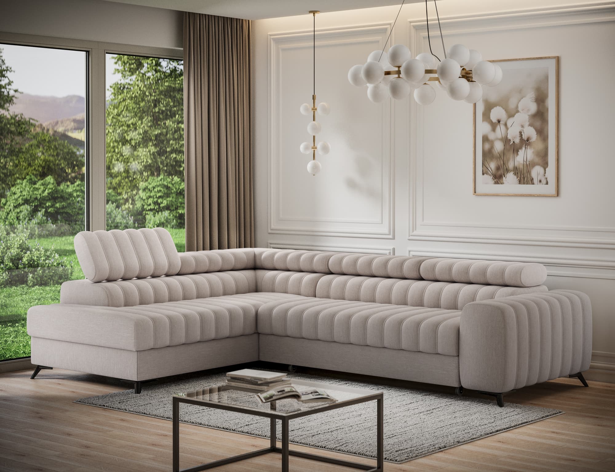 Colțar Kanedo, Extensibil, 269x204 cm, Personalizabil din lemn masiv