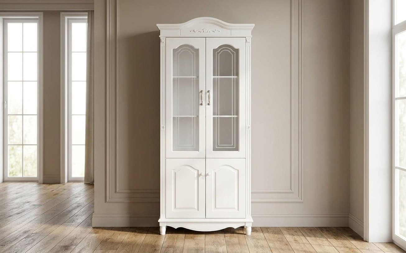 Bibliotecă 4 Uși Elizabeth, 98x43x223cm, Alb