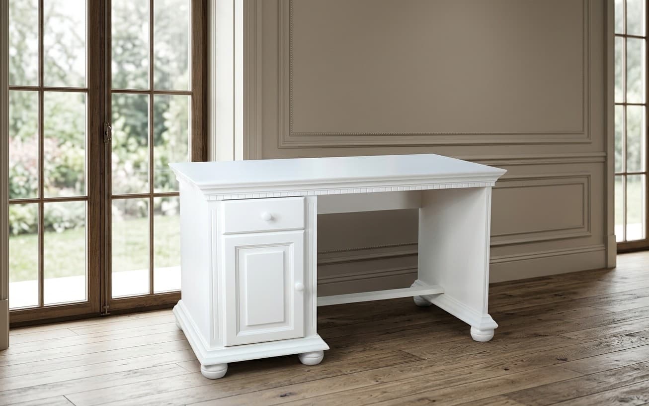 Birou Celia, Lemn Masiv, 120x65x80 cm, Alb