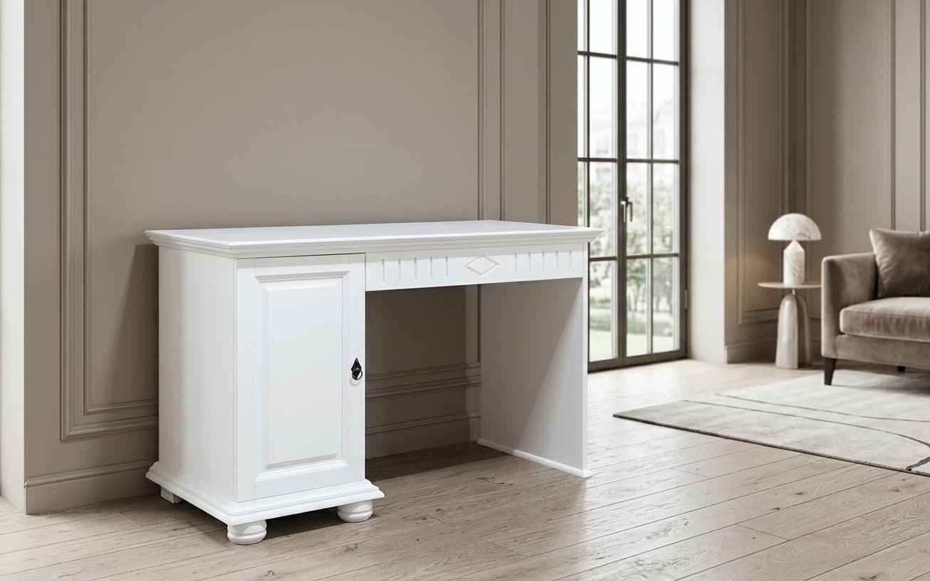 Birou Natalie, Lemn Masiv, 120x60x75cm, Alb