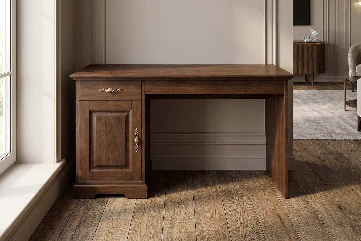 Birou Preston, 122x62x75cm, Lemn Masiv, Nuc