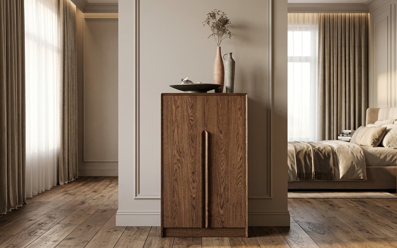 Comoda Bordo, Lemn Masiv, 2 usi, 70x48x120 cm