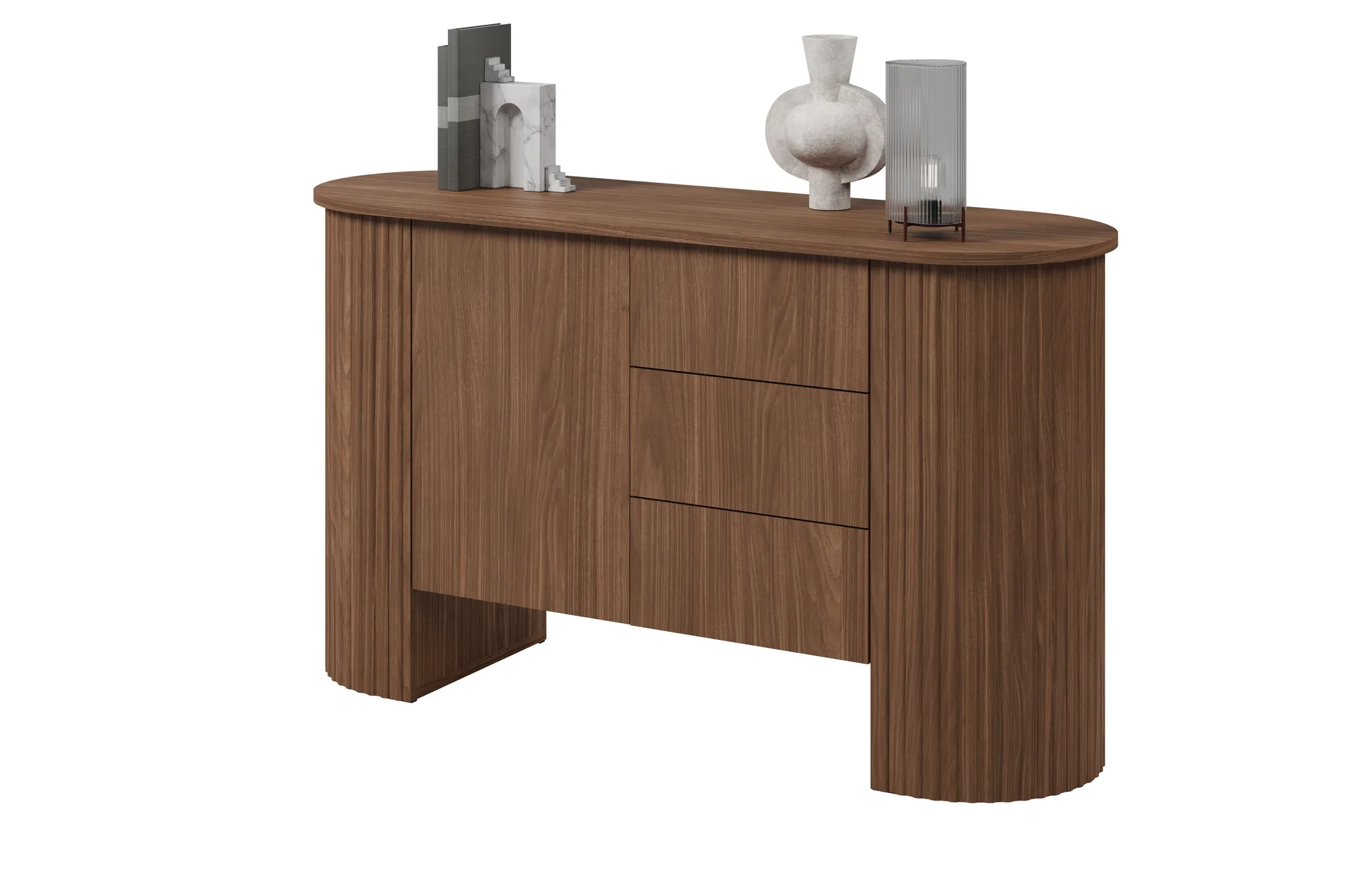 Comodă Cavo cu 1 ușă și 3 sertare, 139x45x80 cm — nuc Lincoln