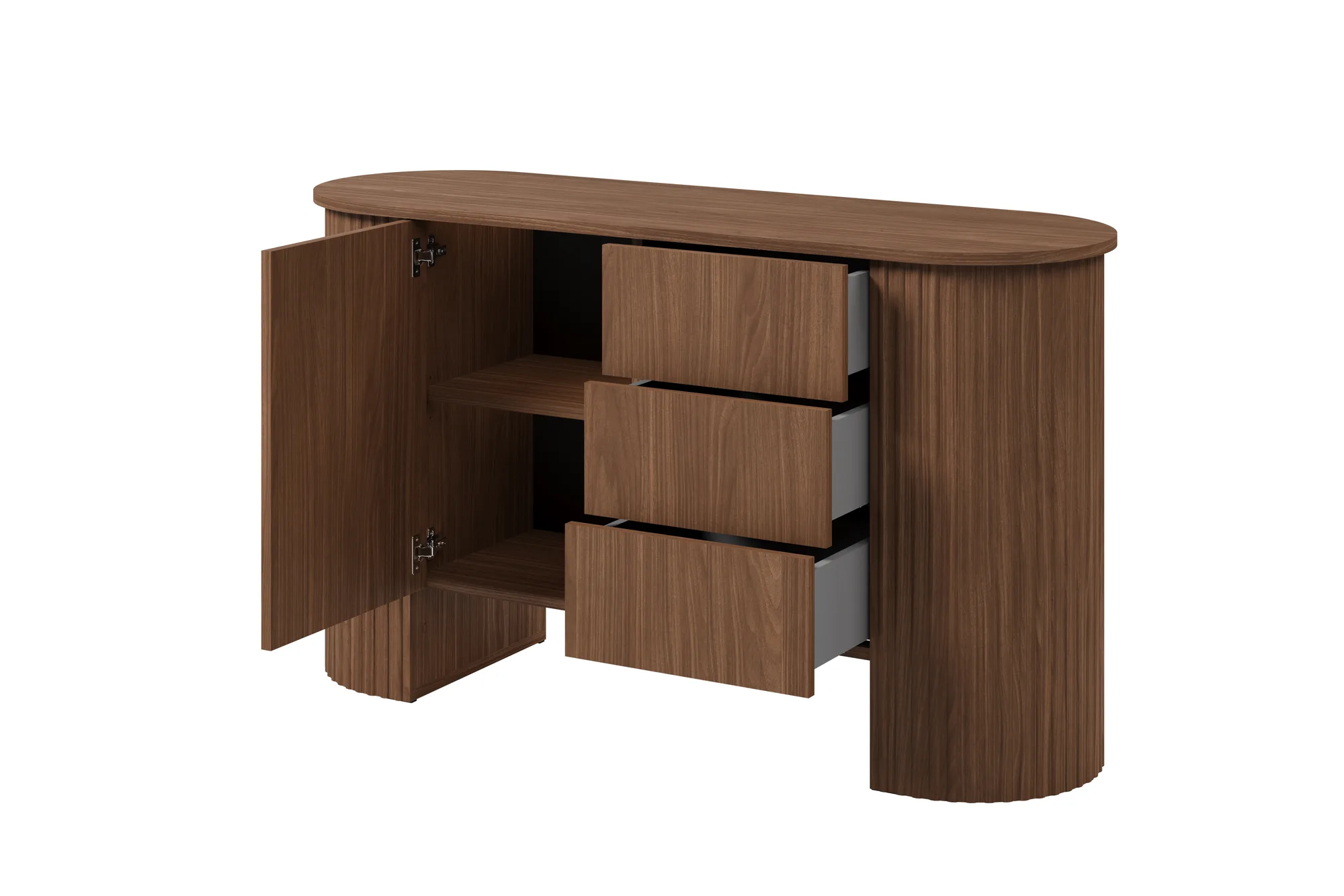 Comodă Cavo cu 1 ușă și 3 sertare, 139x45x80 cm — nuc Lincoln