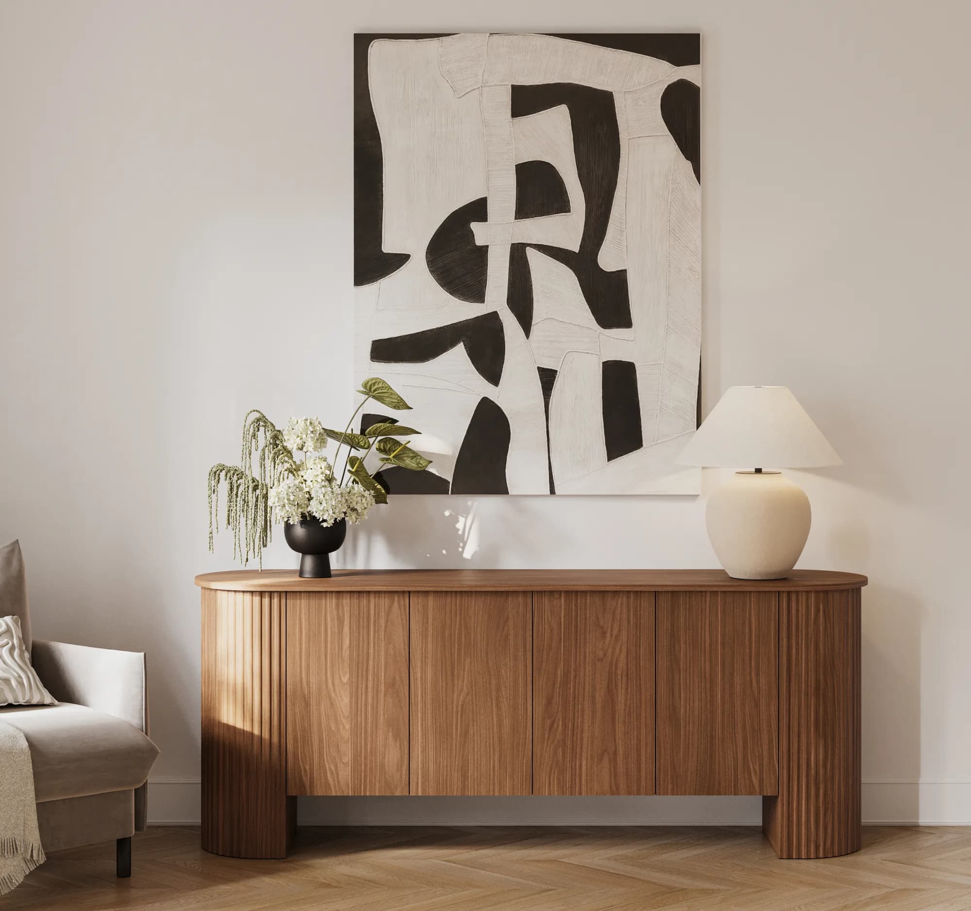 Comodă Cavo cu 4 uși, 200x45x80 cm — nuc Lincoln