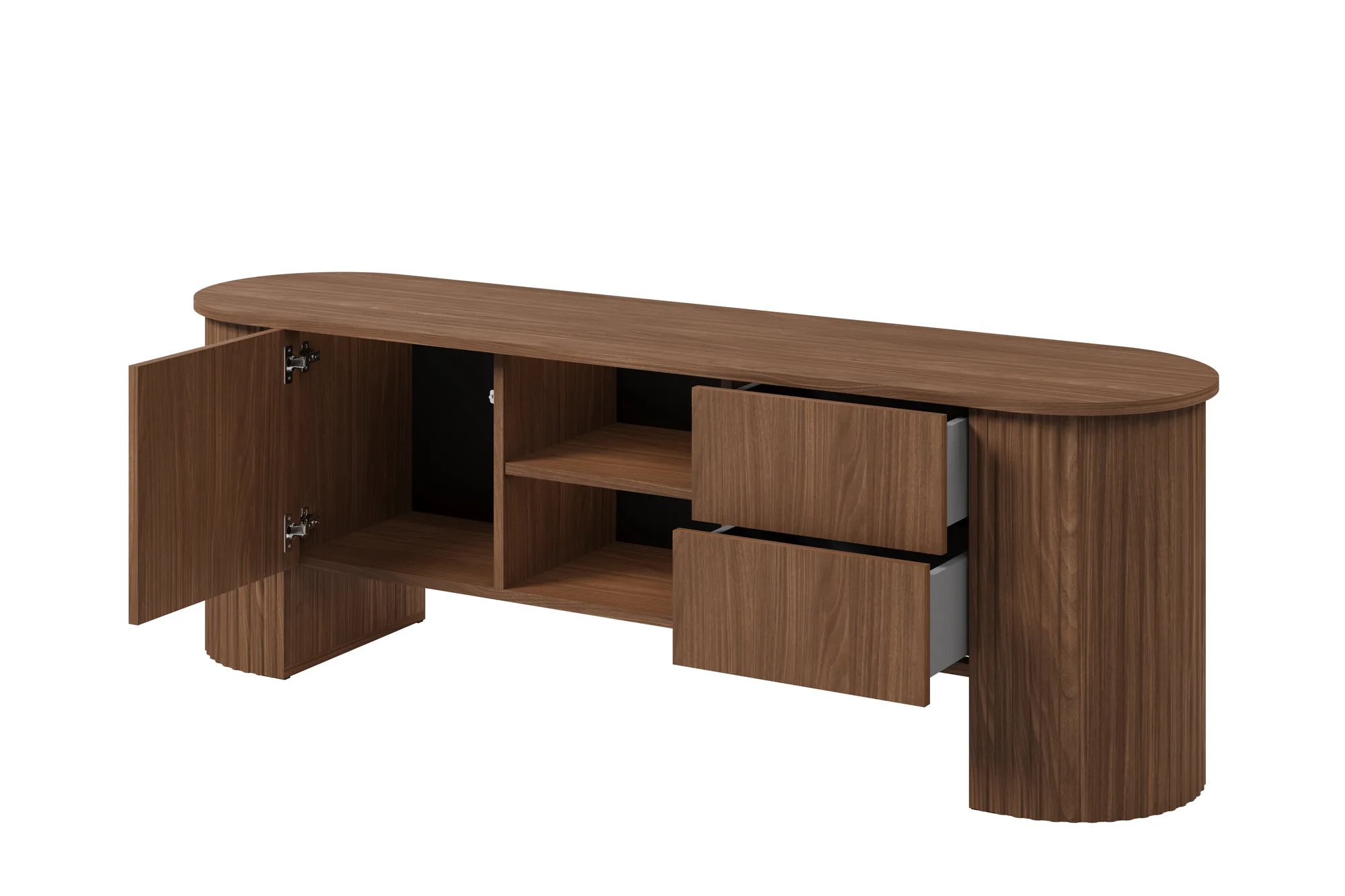 Comodă TV Cavo cu 1 ușă și 2 sertare, 180x45x60 cm — nuc Lincoln