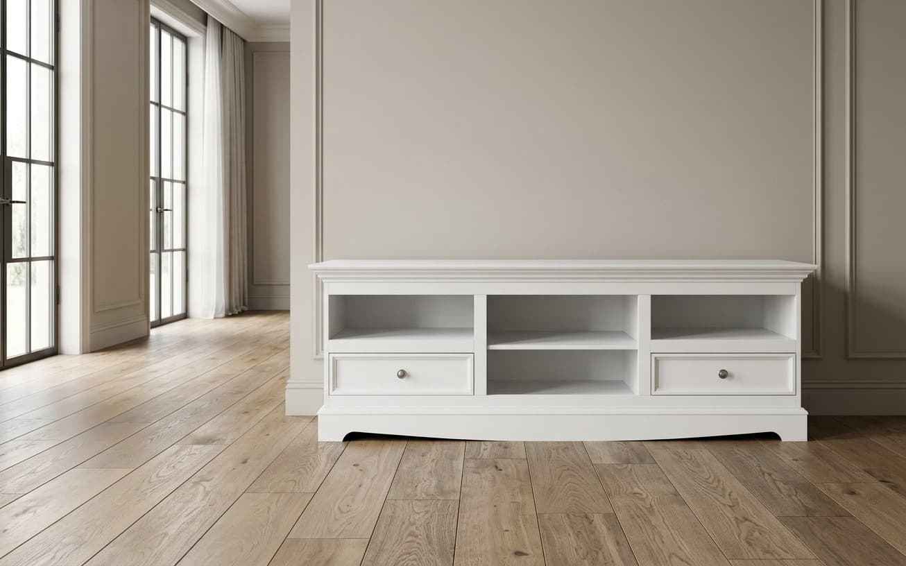 Comodă TV Linea, Lemn Masiv, 167x53x53cm, Alb