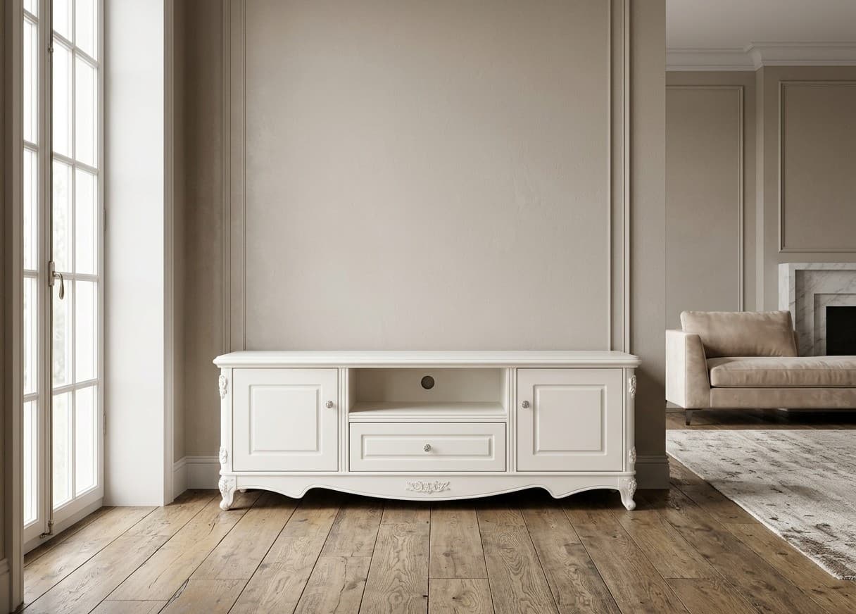 Comodă TV Paris, 160x47x60cm, Ecru