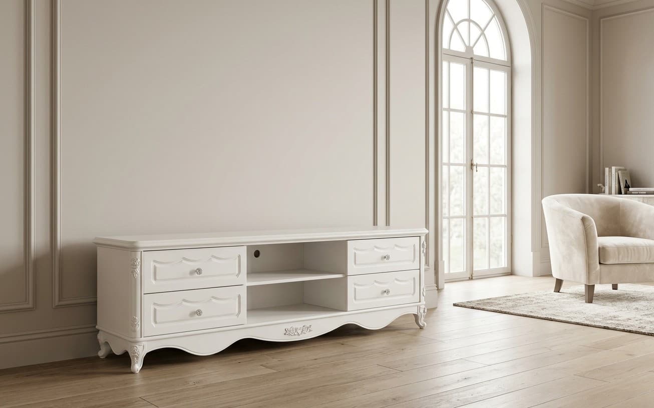 Comodă TV Paris, 180x47x58cm, Ecru