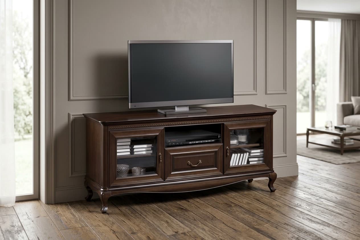 Comodă TV Vanessa, 152 x 45,6 x 68,2 cm, Nuc