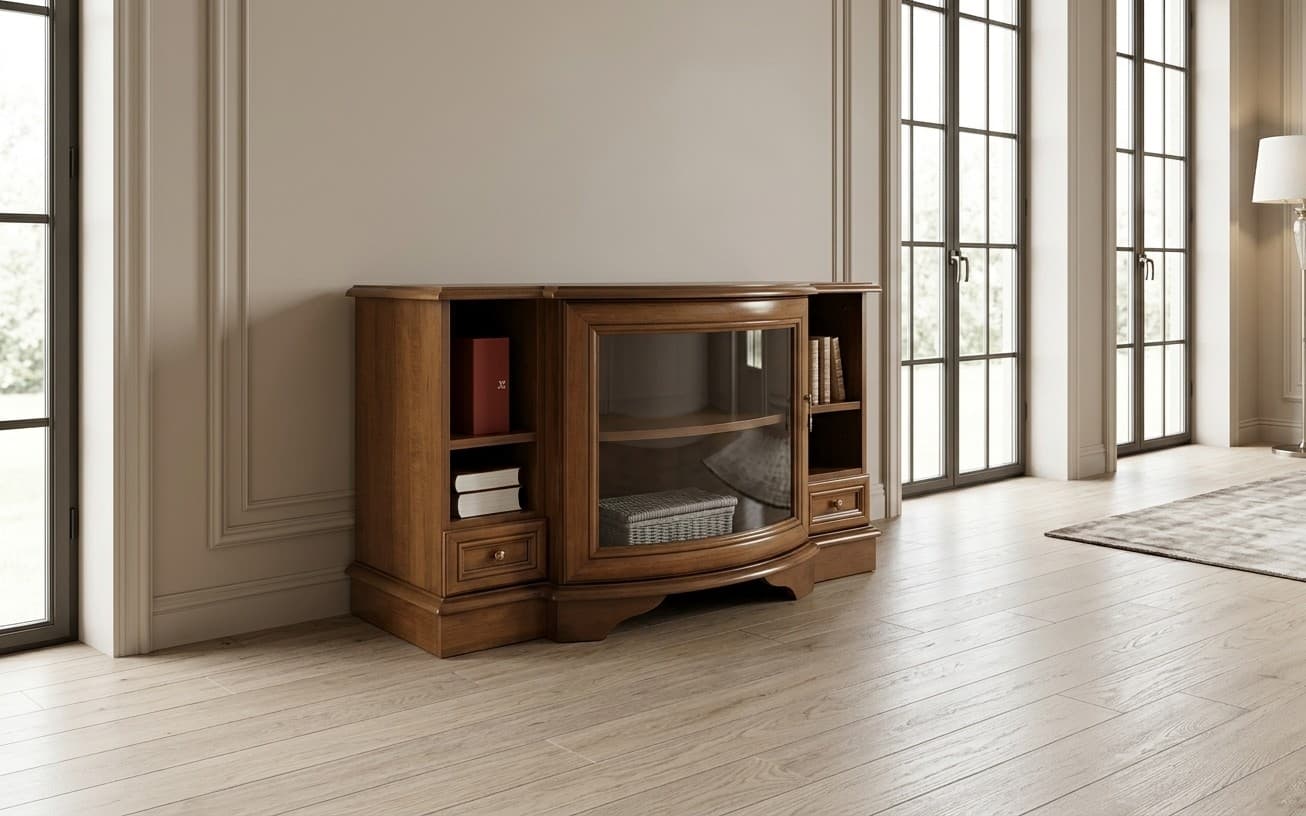 Comodă TV Zefyra, Lemn Masiv, Nuc, 62×100×61cm