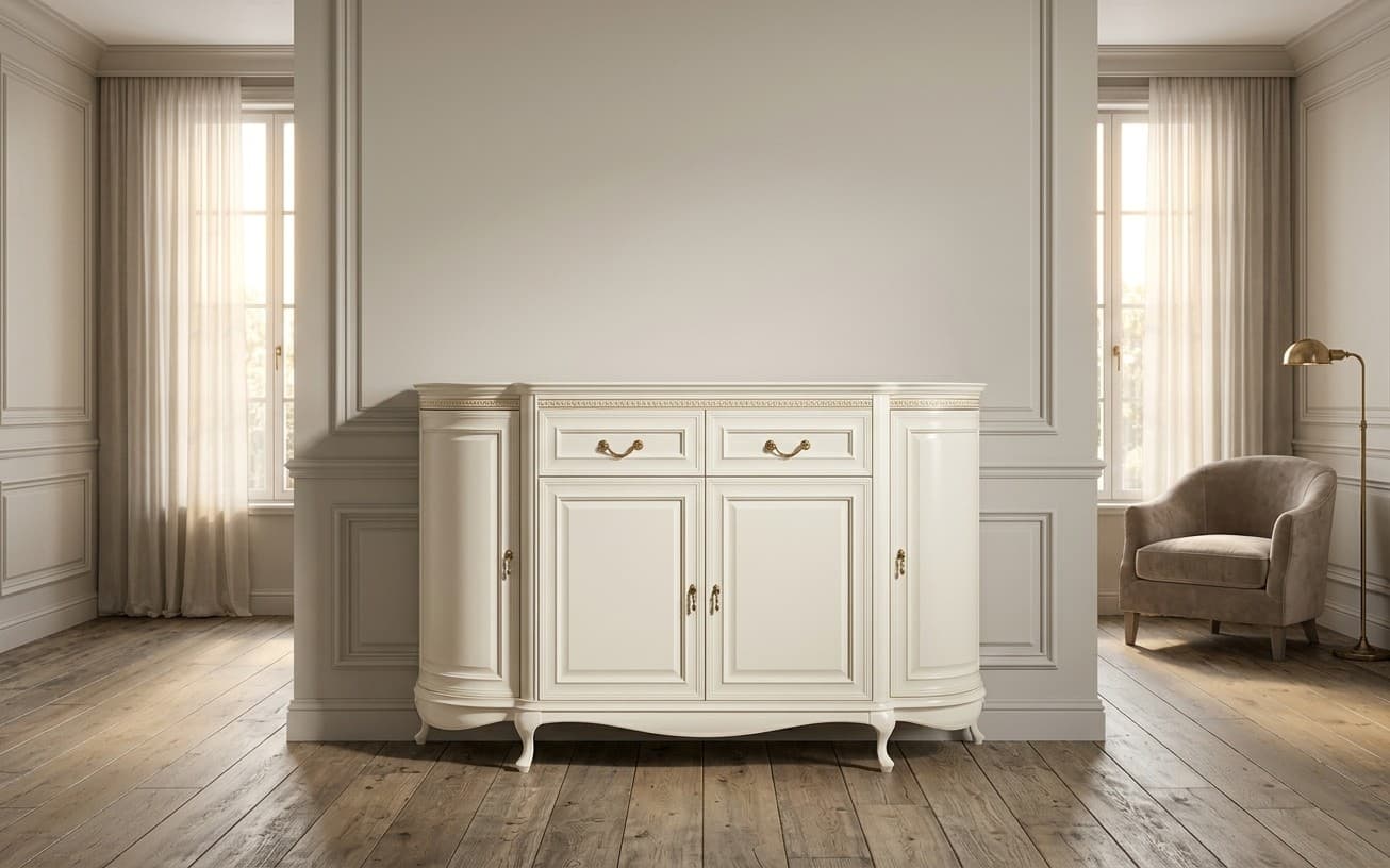 Comodă Vanessa, 168x46x105cm, Nuc/Crem