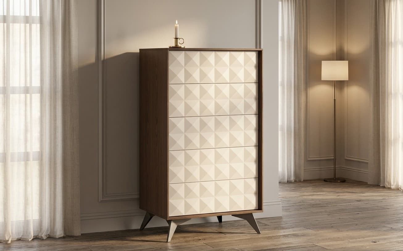 Comoda Zion, 158x43x125cm Crem-Nuc