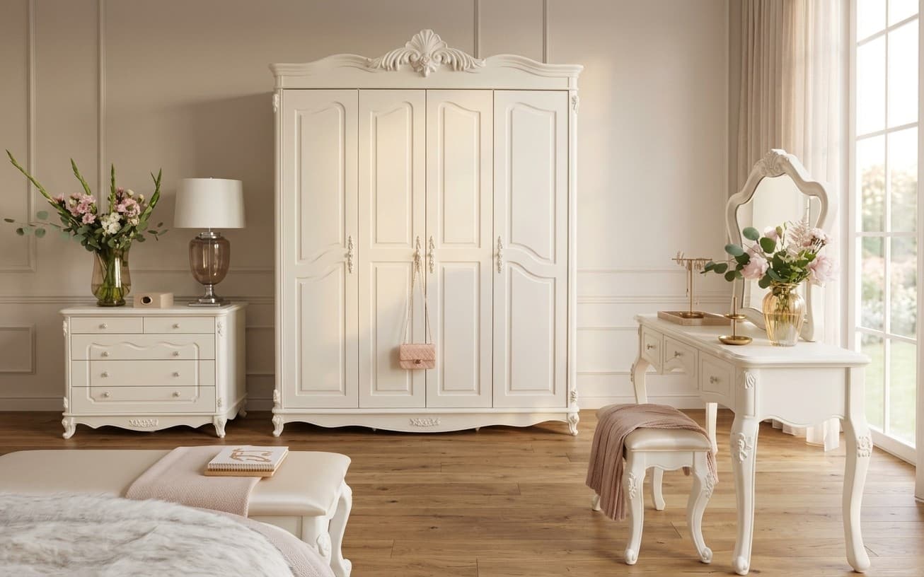 Dulap 4 Uși Paris, 190x60x248cm, Ecru