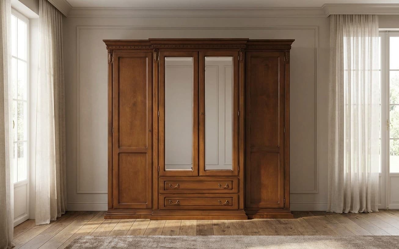 Dulap Bernhard 4 Usi, 234x67x218cm, Lemn Masiv