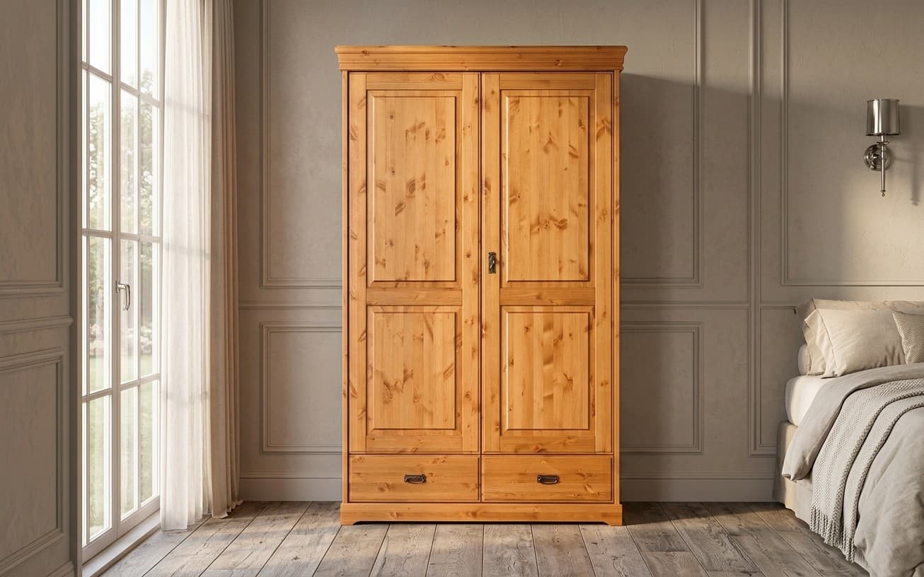 Dulap Florence, Lemn Masiv, 132x62x218cm, Natur