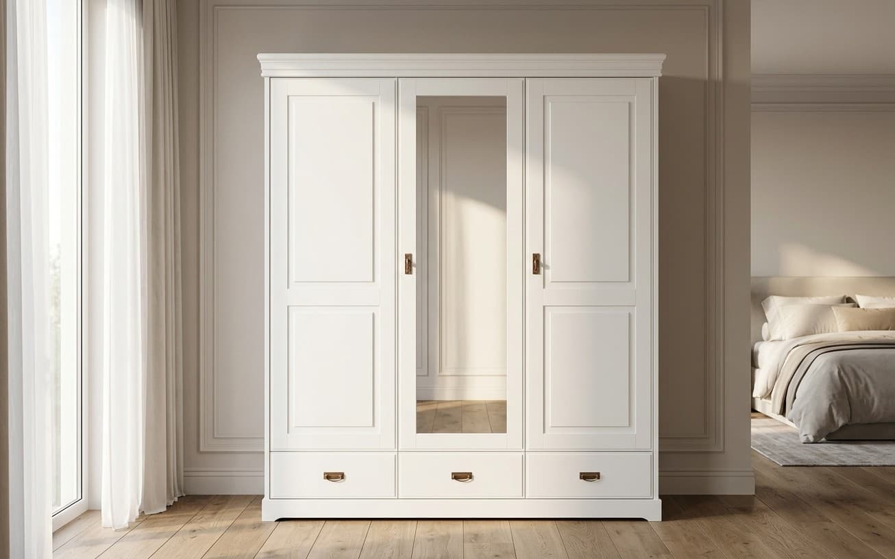 Dulap Florence, Lemn Masiv, 193x62x218cm, Alb