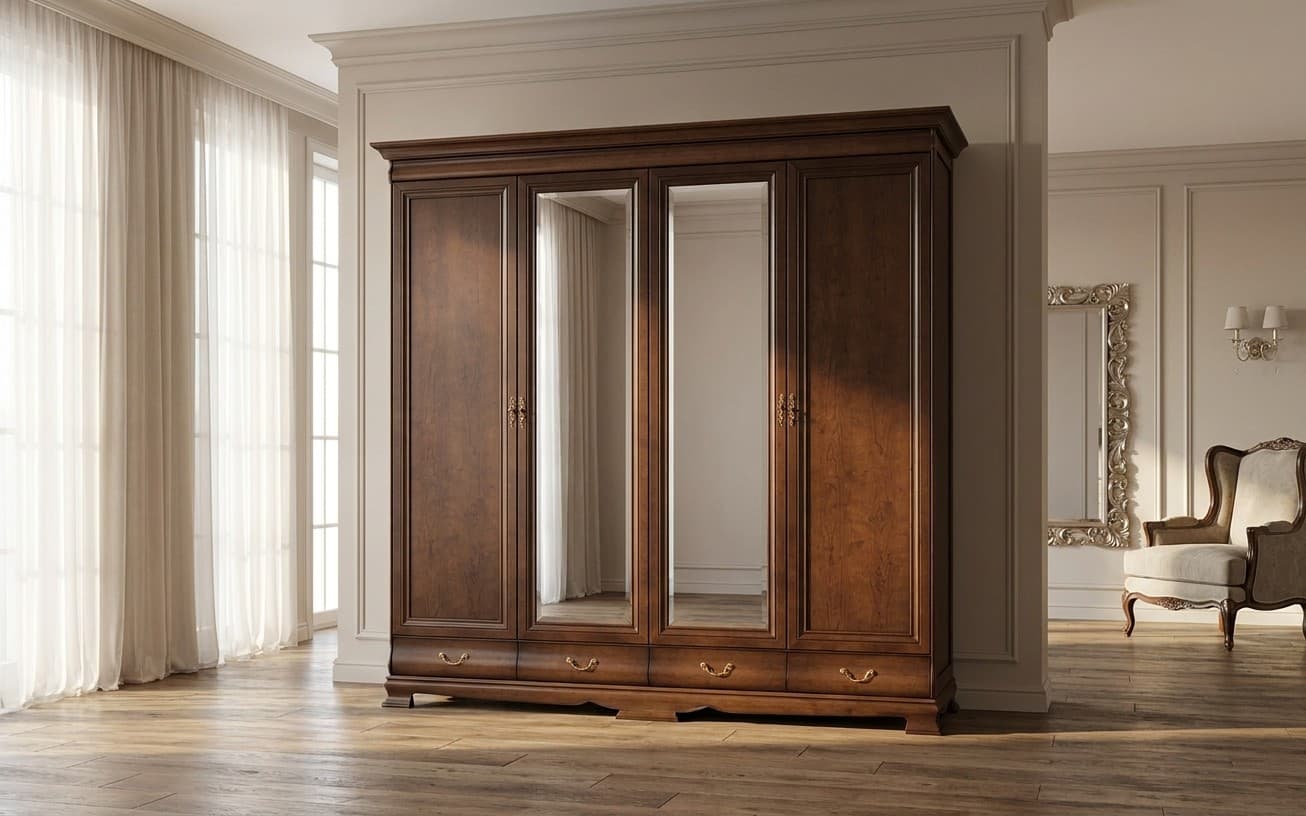 Dulap Harper, 4 Uși, Nuc, 211,8 x 66,6 x 215,5 cm