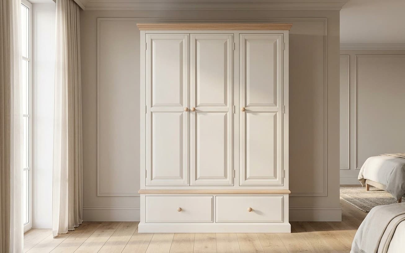 Dulap Sussane, Lemn Masiv, 155x58x200cm, Gri/Natur