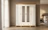 Dulap Celia, Lemn masiv, 197x58x203cm, Alb/Natur